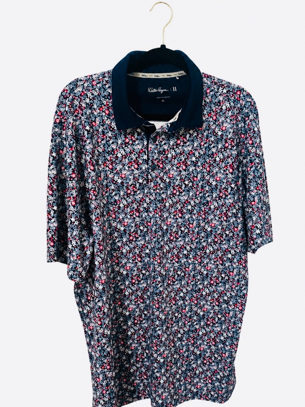 Walter Hagen Navy Floral Polo with Pink & White Accents XL⛳️